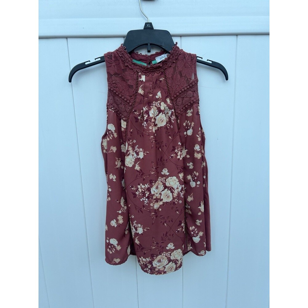 Taylor & Sage Tank Top Women's Small Lace Sleeveless Boho Pink Floral